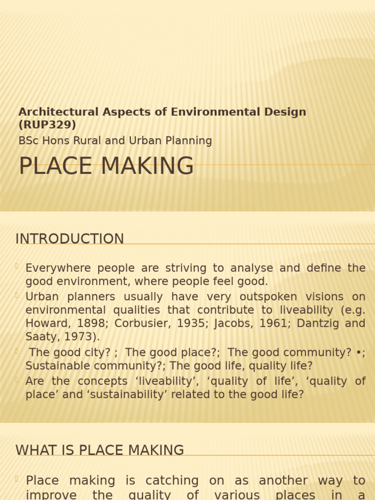 Place Making (1) | PDF | Planning | Urbanization