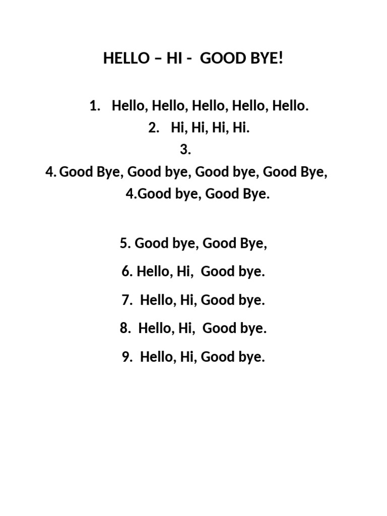 Hello, Hi, Good Bye Repetitions | PDF