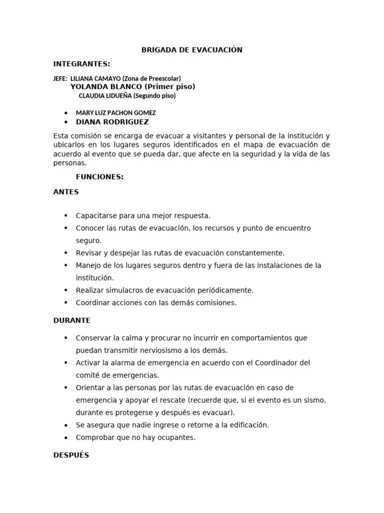Funciones y Estructura de Brigadas de Emergencia | PDF | Primeros auxilios