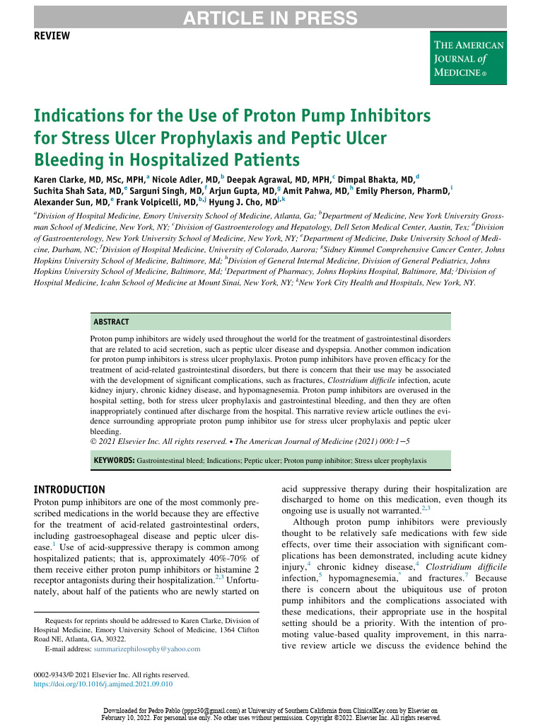 Proton Pump Inhibitors in Hospital Care | PDF | Intravenous Therapy ...