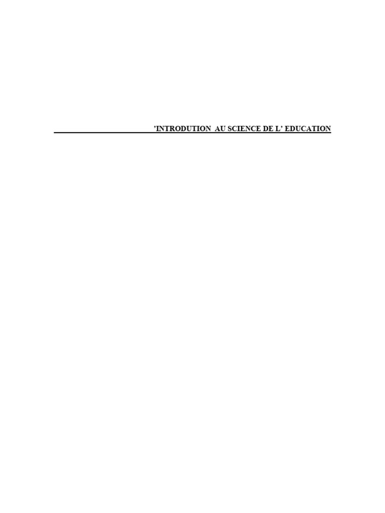 Introduction à la Science de l'Éducation | PDF | Science | Apprentissage