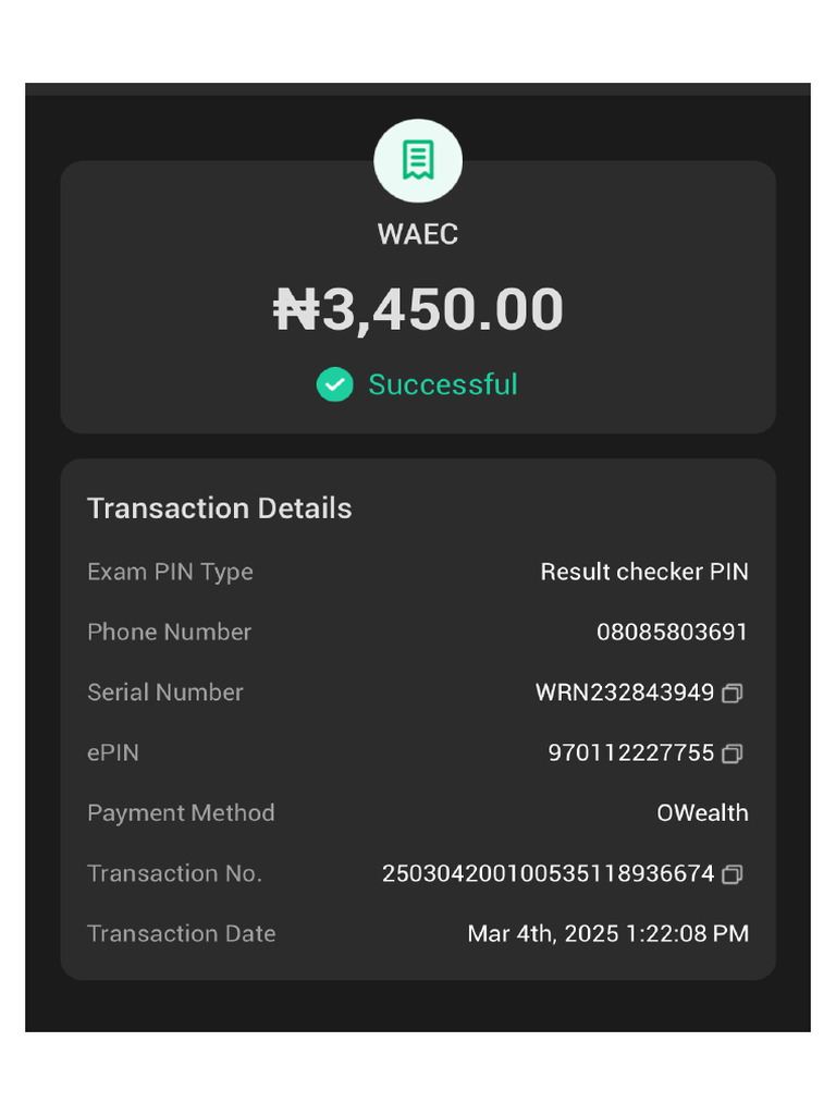 Mimi Waec PIN | PDF