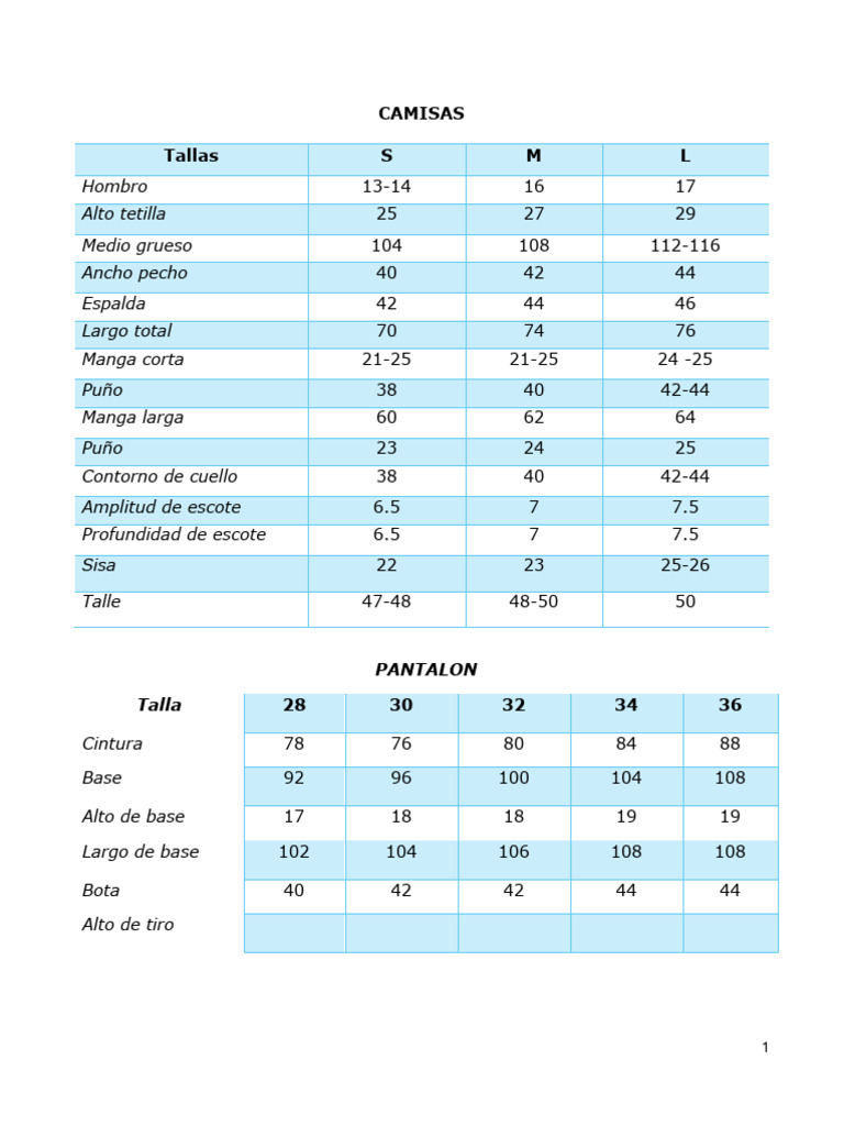 Guía de Tallas y Medidas de Ropa | PDF | Ropa