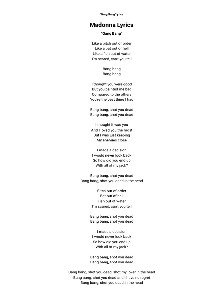 Madonna - Gang Bang Lyrics _ AZLyrics.com | PDF