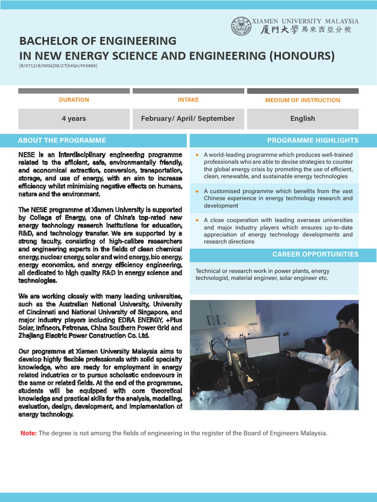 Bachelor of Engineering in New Energy | PDF | Energy Development ...