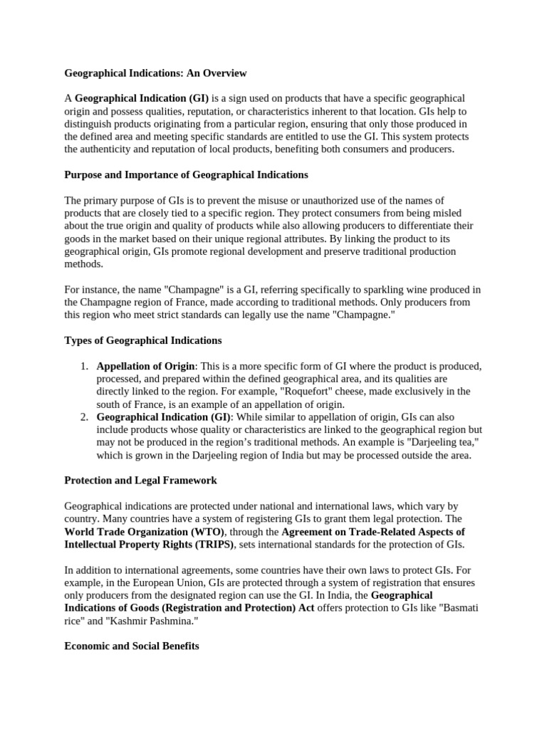 Understanding Geographical Indications | PDF