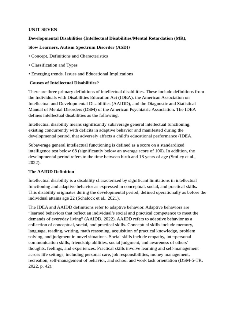 Causes of Intellectual Disabilities | PDF | Intellectual Disability ...