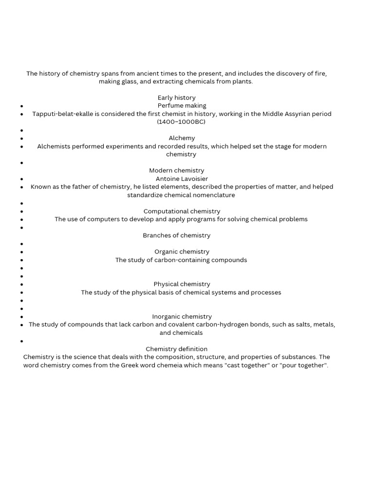 Overview of Chemistry's Evolution | PDF
