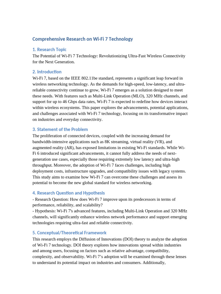 WiFi 7 Comprehensive Research Document | PDF | Wi Fi | Wireless Network