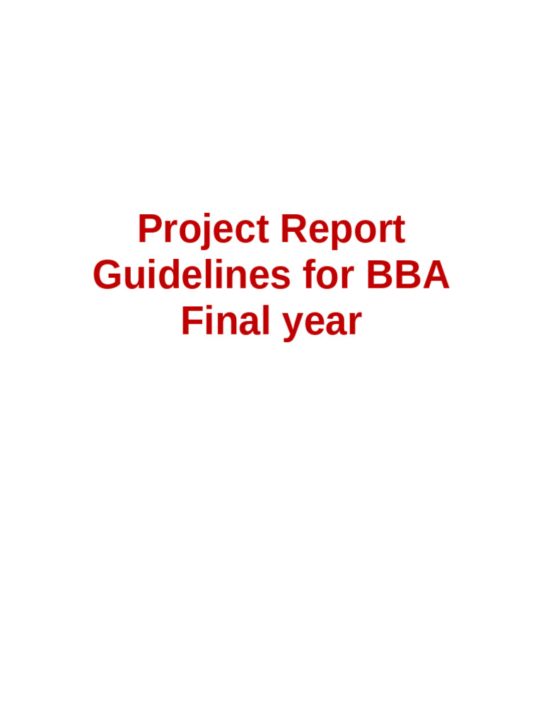 BBA Final Year Project Report Guidelines | PDF | Investing | Budget