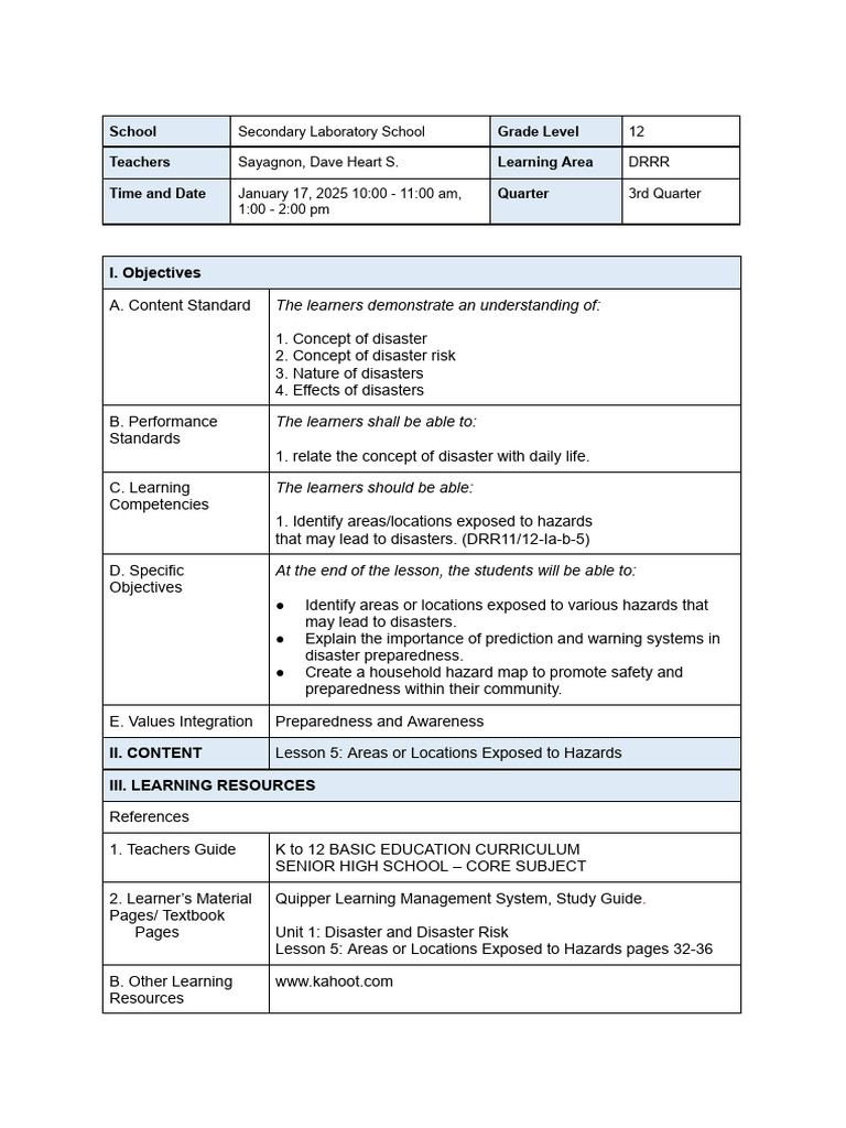 Disaster Risk Awareness for Students | PDF | Natural Disasters | Hazards