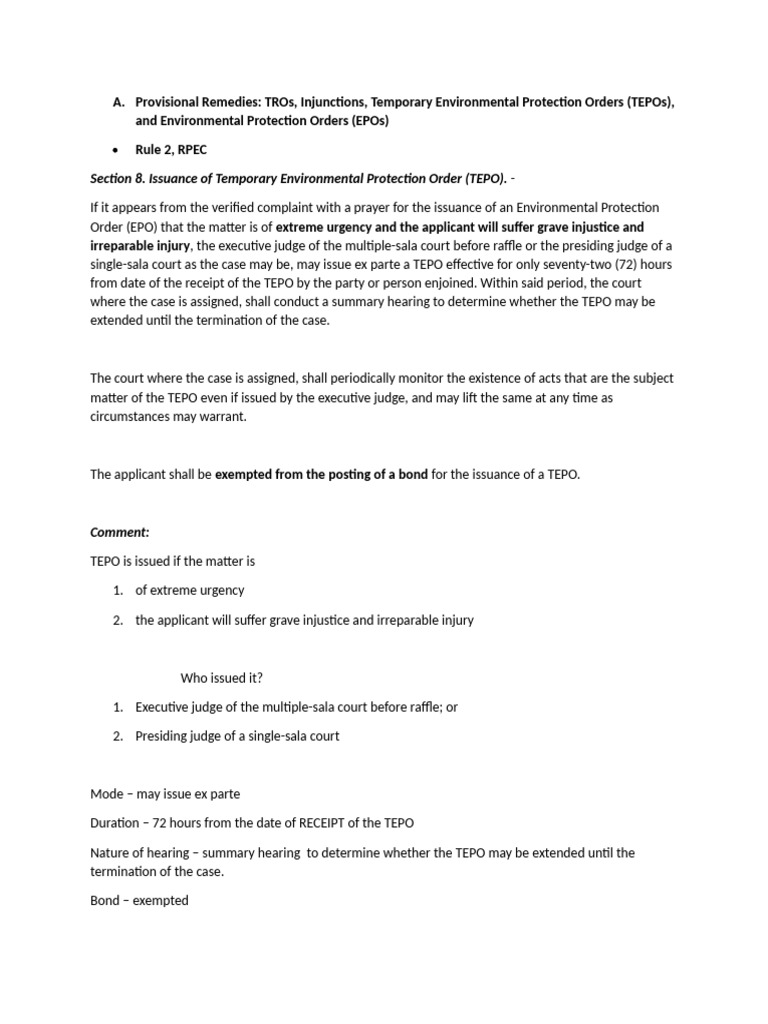 TEPO Issuance Guidelines and Duration | PDF