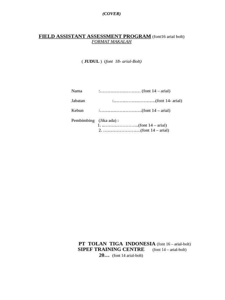 Contoh Format Makalah FIELD ASSISTANT ASSESSMENT Program | PDF