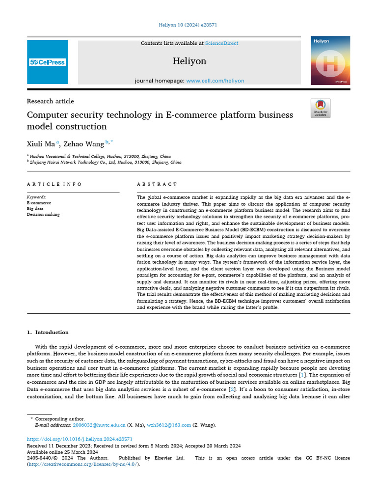 Computer Security Technology in E-Commerce Platform Business | PDF | E ...