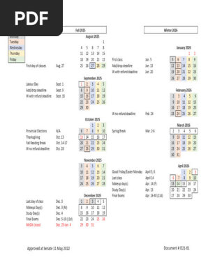 McGill Academic Calendar 2025-26 | PDF | Observances | Holidays