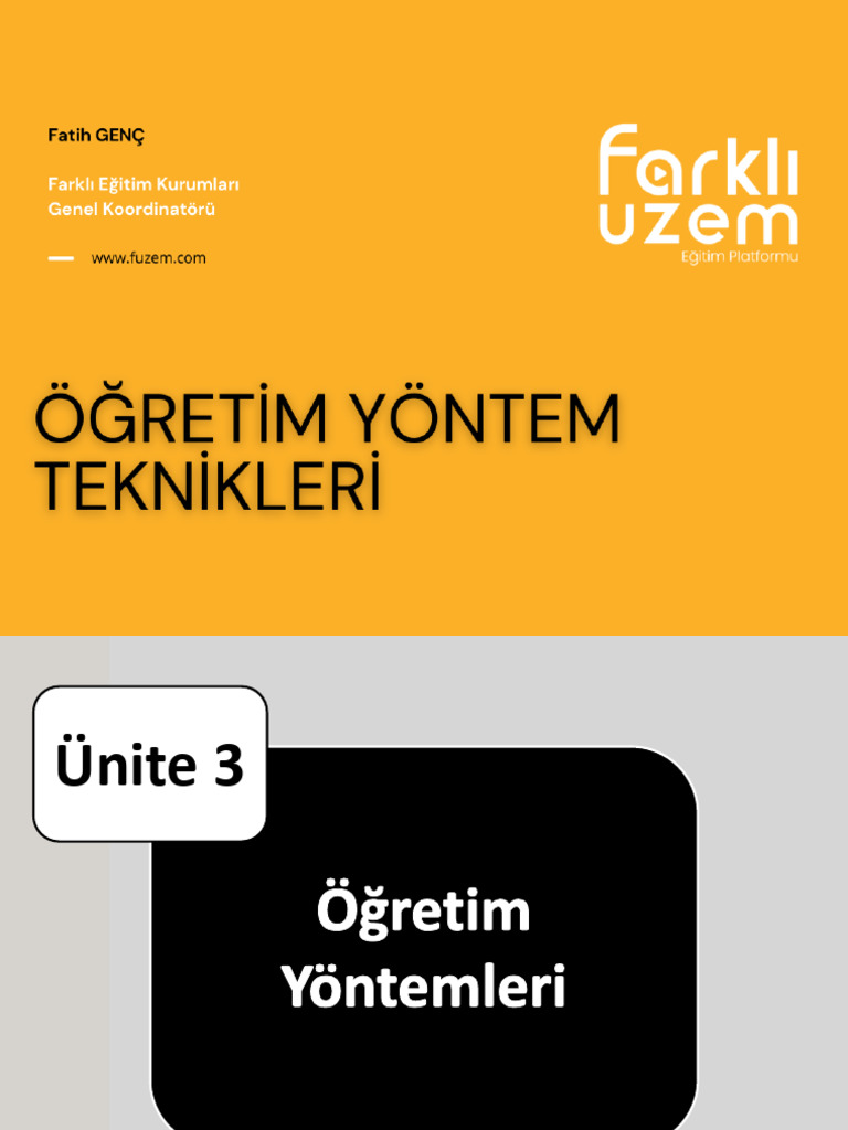 Ã Nite 3 - Ã Ä Retim YÃ Ntemleri | PDF