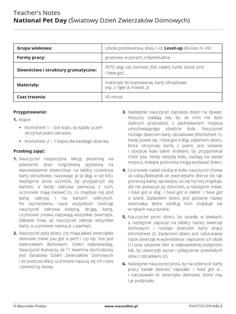 04 National Pet Day Worksheet | PDF