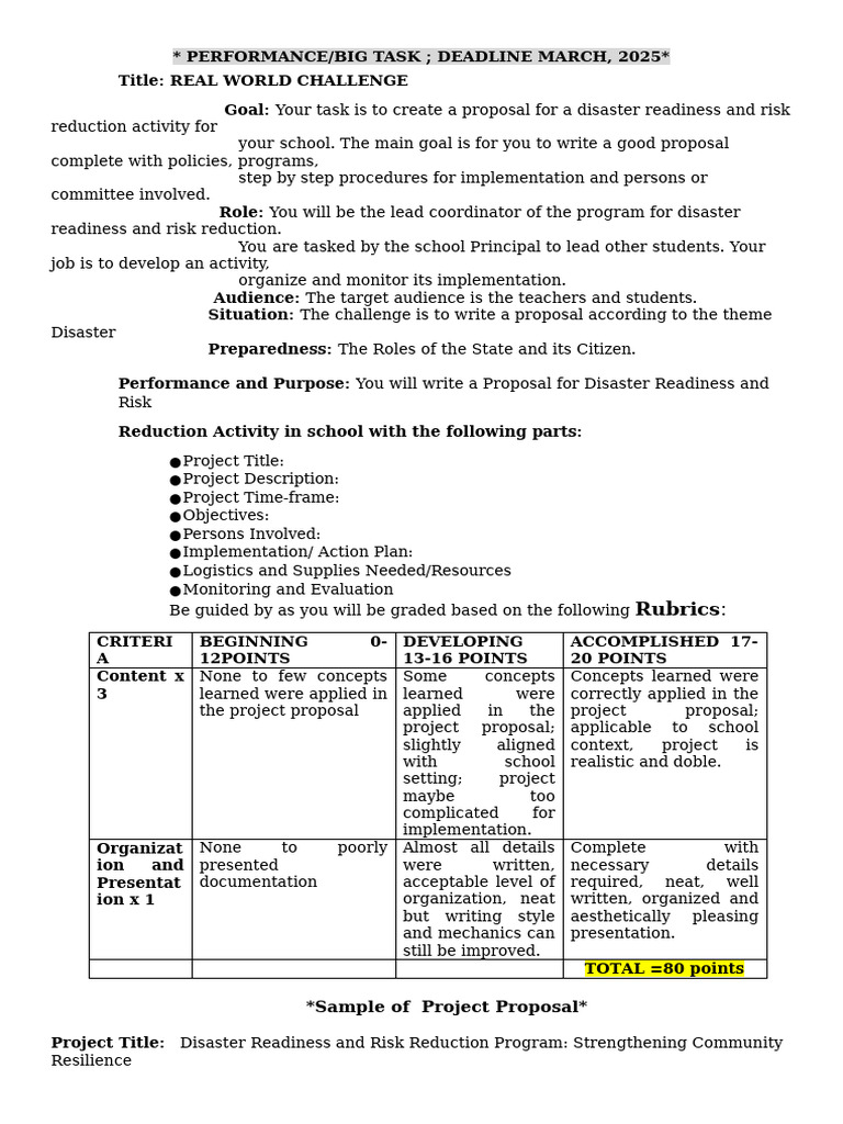 Disaster Readiness Proposal Guide | PDF | Emergency Management ...