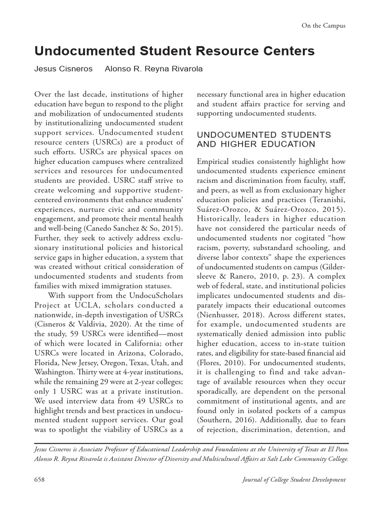 Supporting Undocumented Students in Colleges | PDF | Student Affairs ...