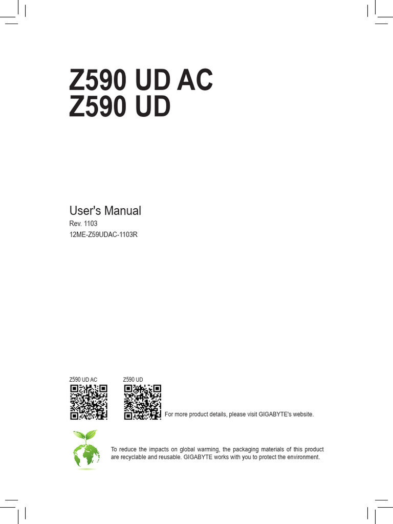 MB Manual z590-Ud-Ac e 1103 | PDF | Usb | Computer Engineering