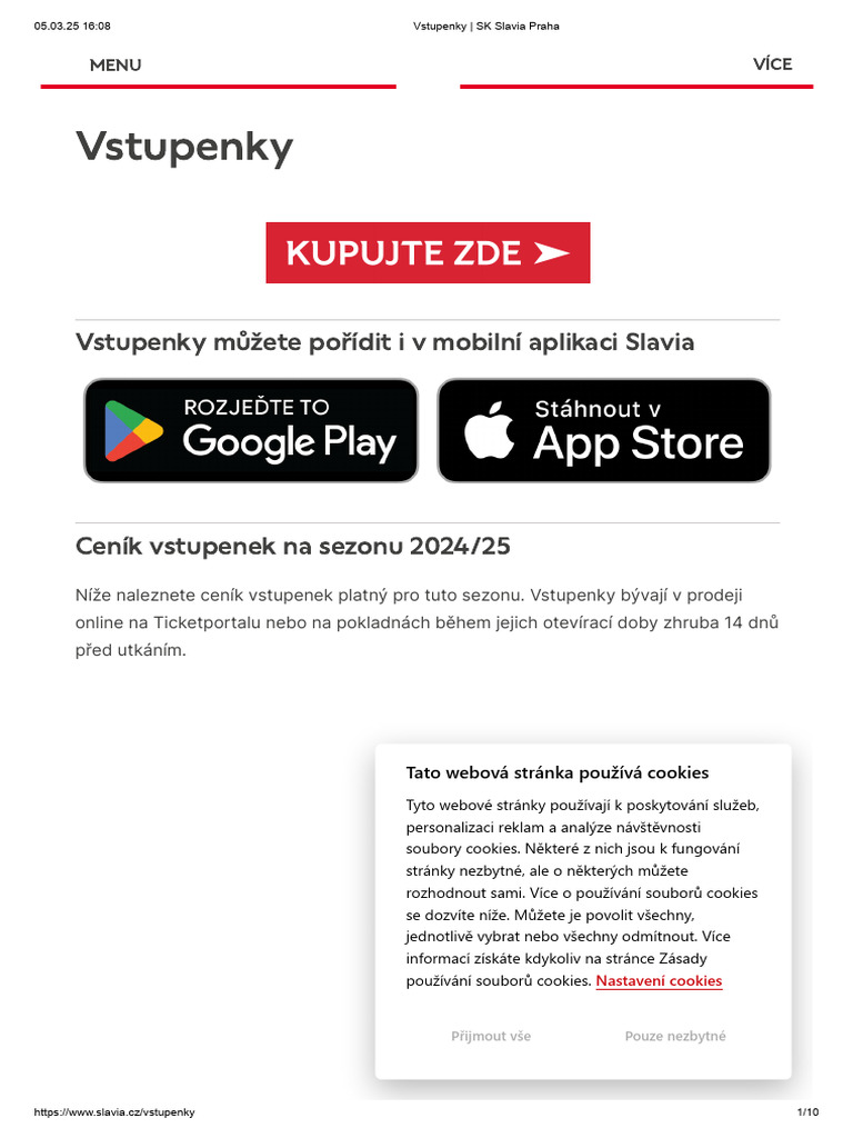 Vstupenky - SK Slavia Praha | PDF