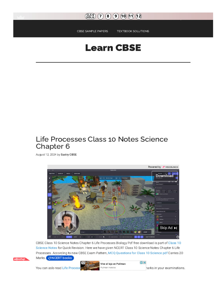 WWW Learncbse in Life Processes Class 10 Notes ... | PDF | Cellular ...