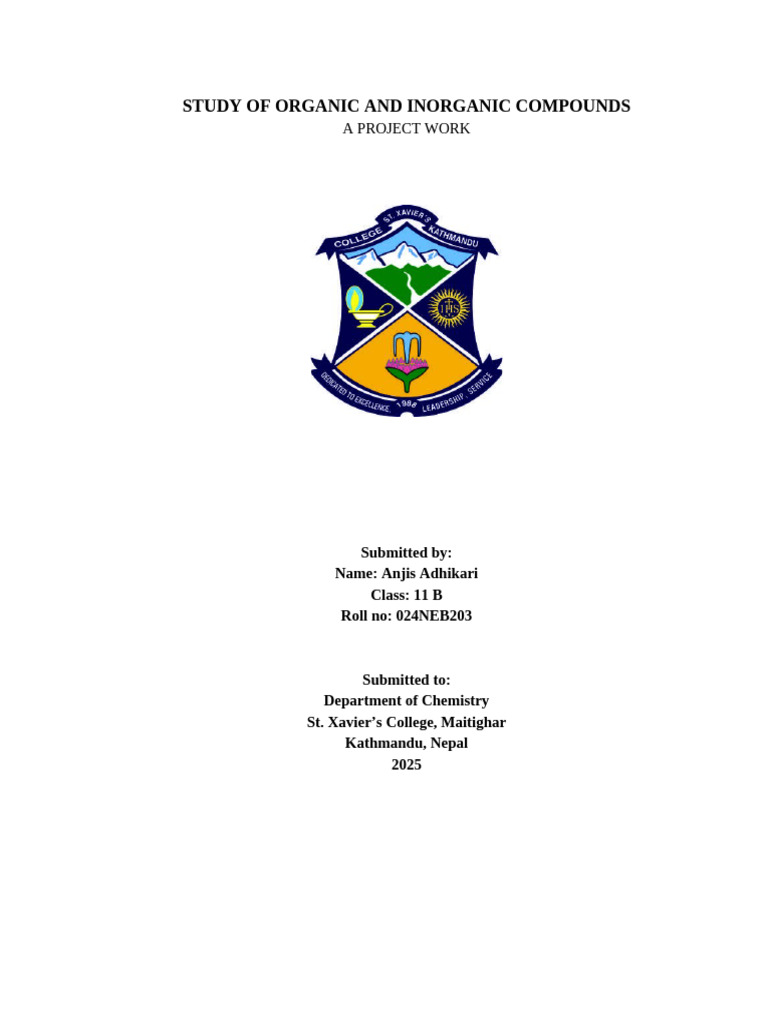 Study of Organic and Inorganic Compounds | PDF | Organic Compounds ...