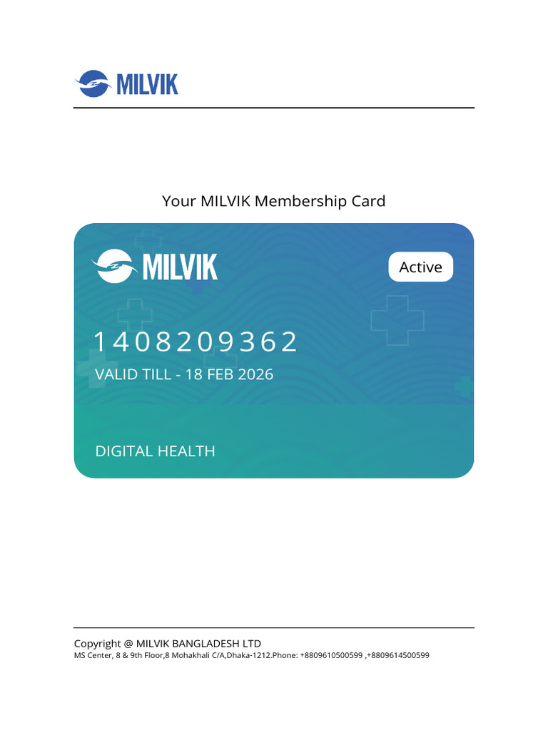 MILVIK Digital Health Card Info | PDF