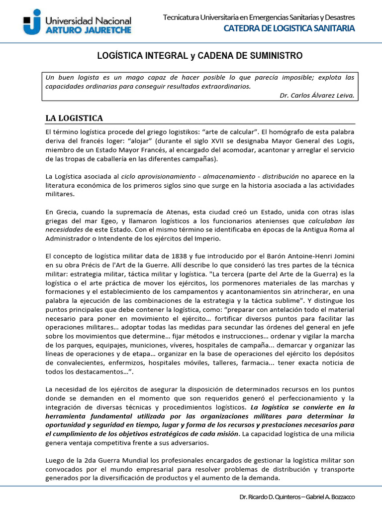Logística en Emergencias Sanitarias | PDF | Cadena de suministro ...