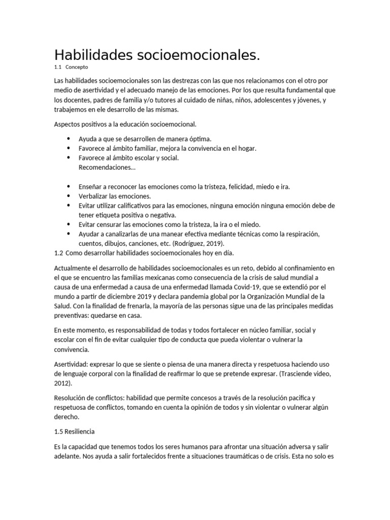 Desarrollo de Habilidades Socioemocionales | PDF | Las emociones ...