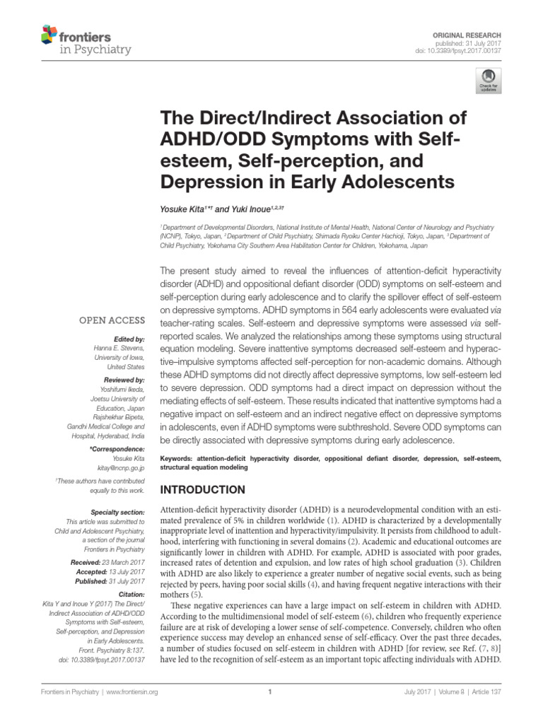 Depression in Early Adolescents - Kita and Inoue2017 | PDF | Attention ...