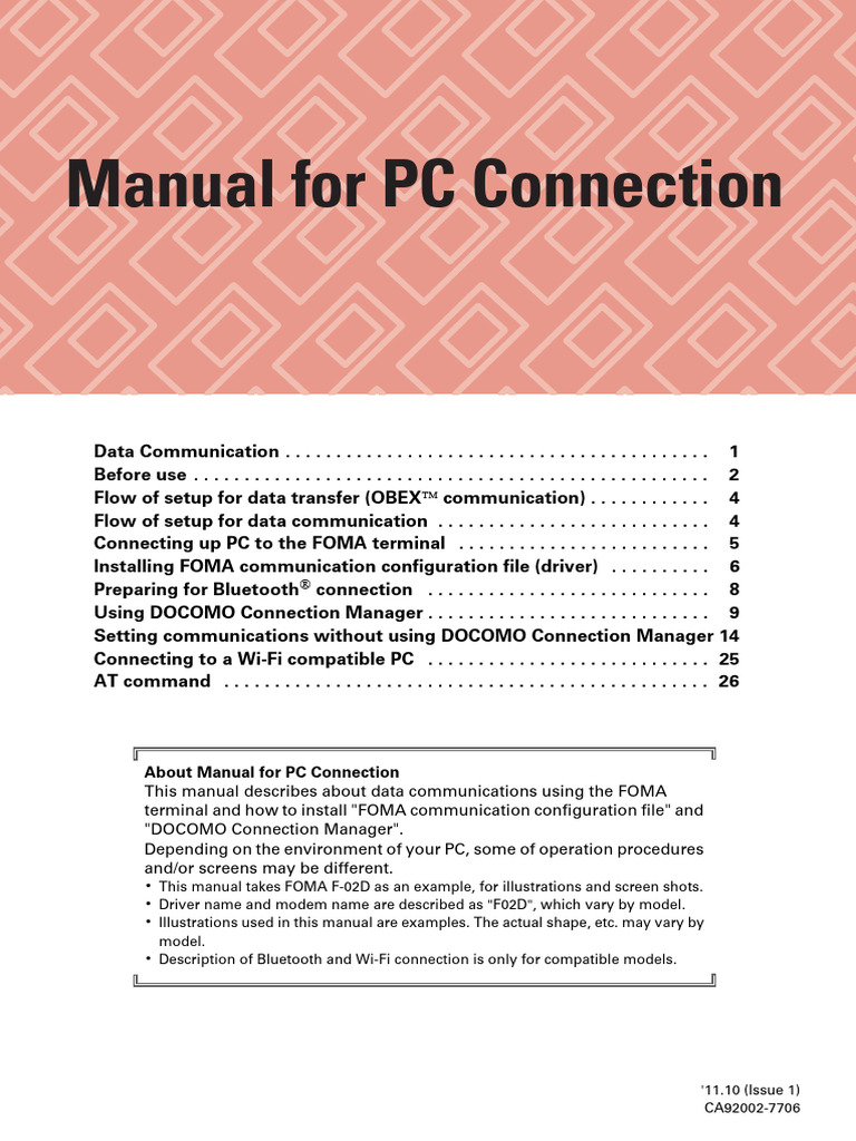 DOCOMO Datalink Connection Manual | PDF | Computer Network | Bluetooth