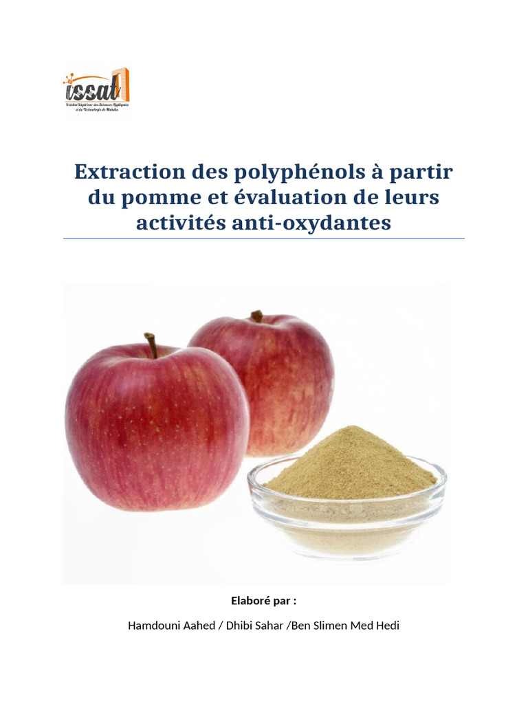 Extraction des polyphénols de pomme | PDF | Antioxydant | Polyphénol
