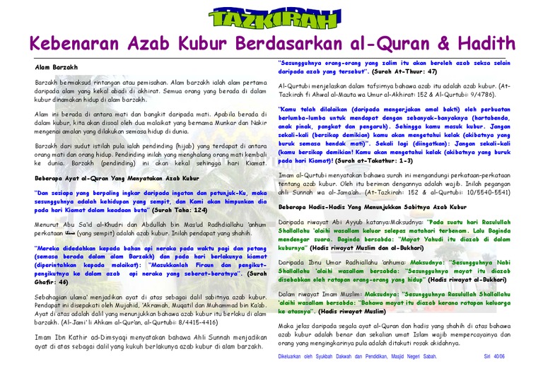 Tazkirah 70 311006 Kebenaran Azab Kubur Pdf