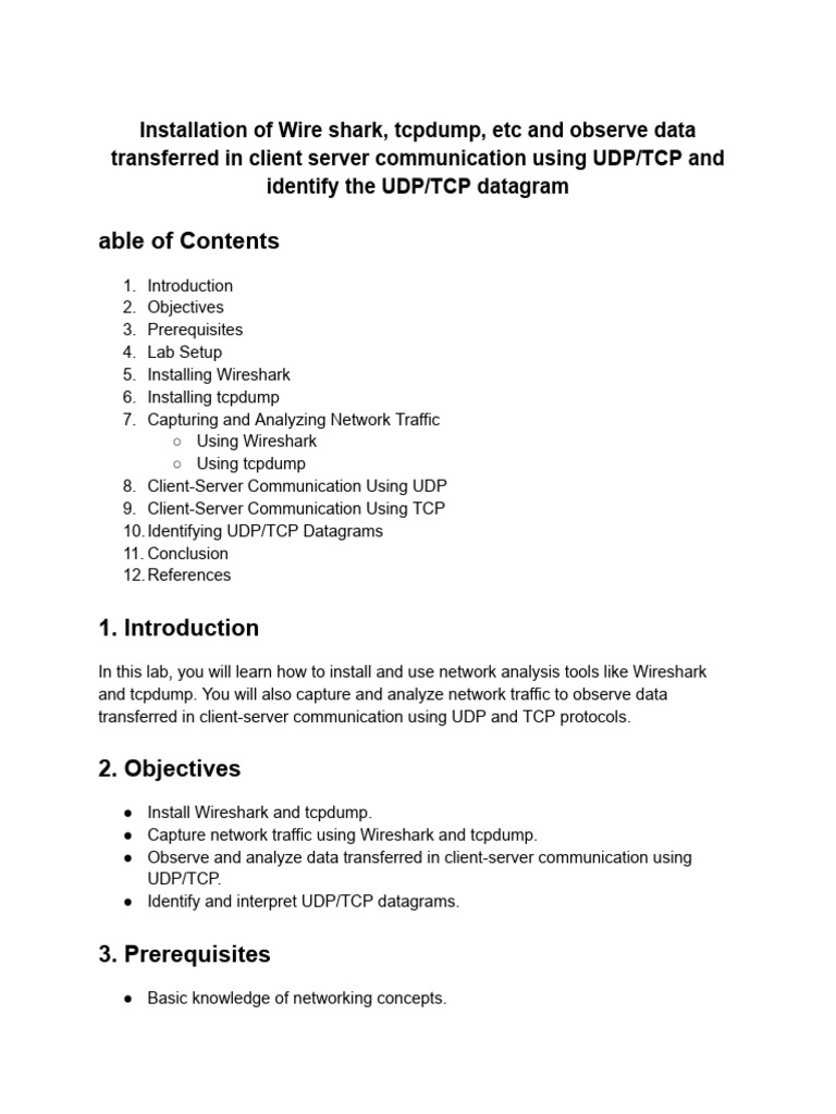 Install Wireshark and tcpdump Guide | PDF | Transmission Control ...