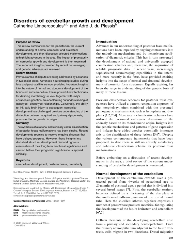 Disorders of Cerebellar Growth and Development Cyt2ts | PDF ...