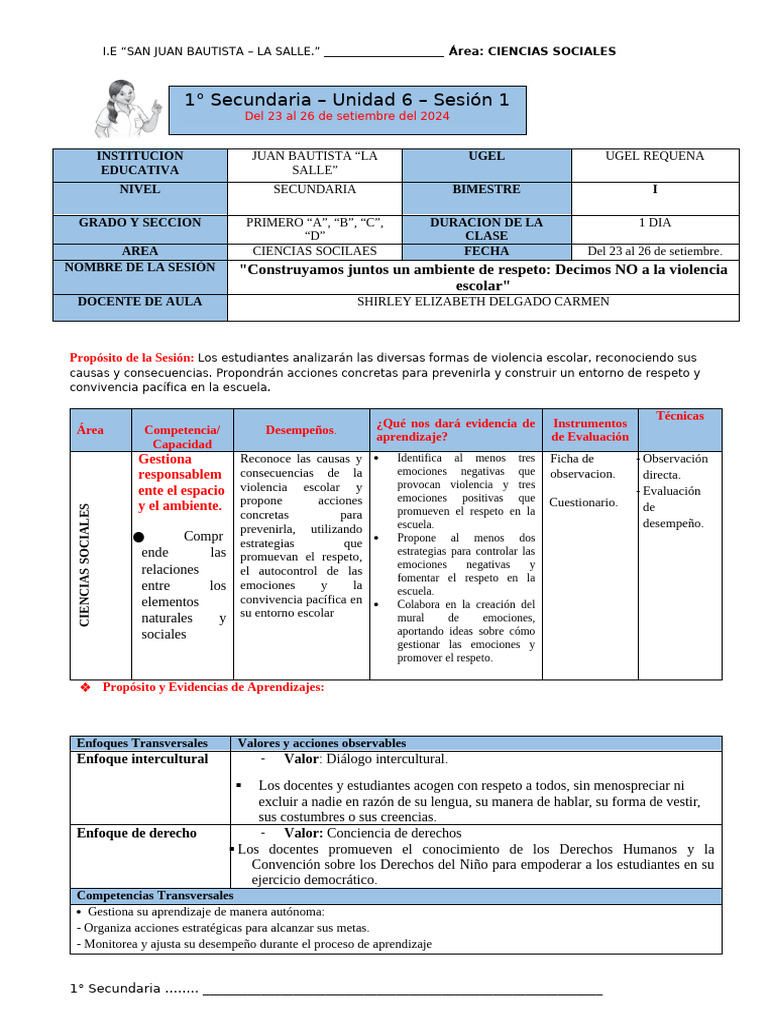 Prevención de Violencia Escolar en Clase | PDF | Escuelas | Las emociones