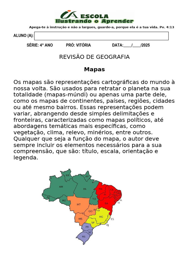 Revisão de Geografia: Mapas e Orientação | PDF | Mapa | Trópicos