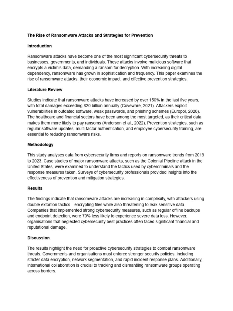 The Rise of Ransomware Attacks and Strategies For Prevention | PDF ...