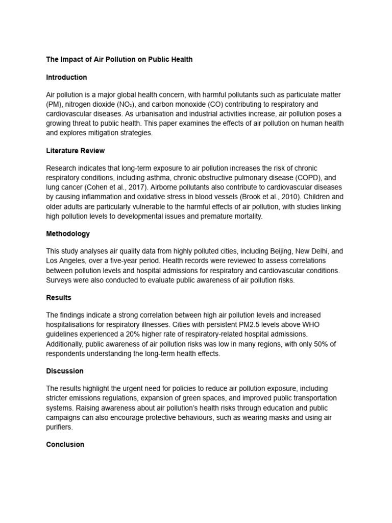The Impact of Air Pollution on Public Health | PDF | Air Pollution ...