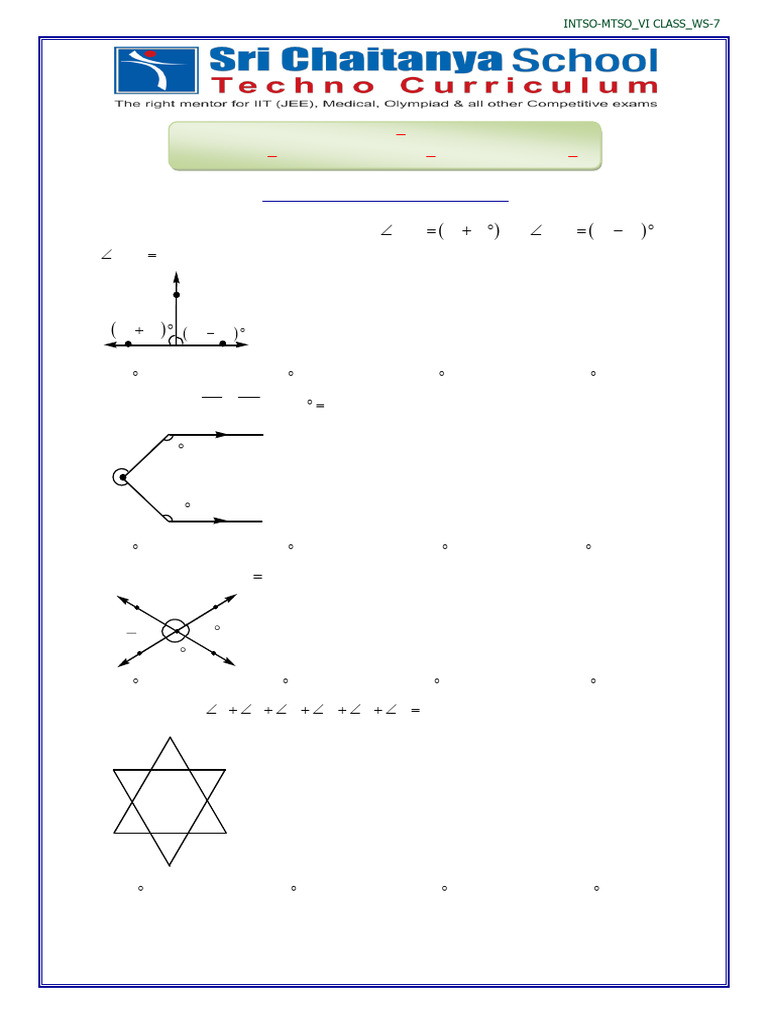 Work Sheet-7 - Measures of Lines and Angles | PDF | Elementary Geometry ...