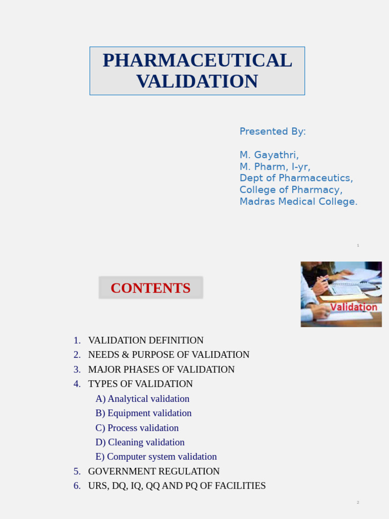 Pharmaceutical Validation Overview | PDF | Verification And Validation ...