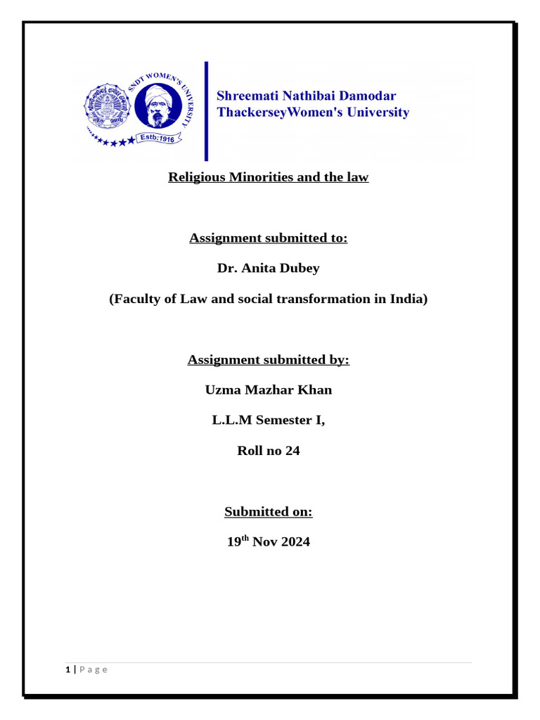 Religious Minorities and Indian Law | PDF | Minority Group | Discrimination