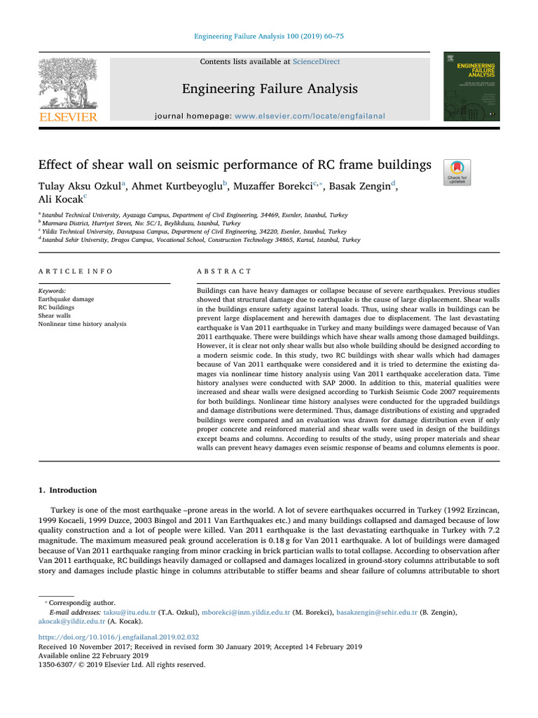 Effect of Shear Wall On Seismic Performa | PDF | Bending | Beam (Structure)