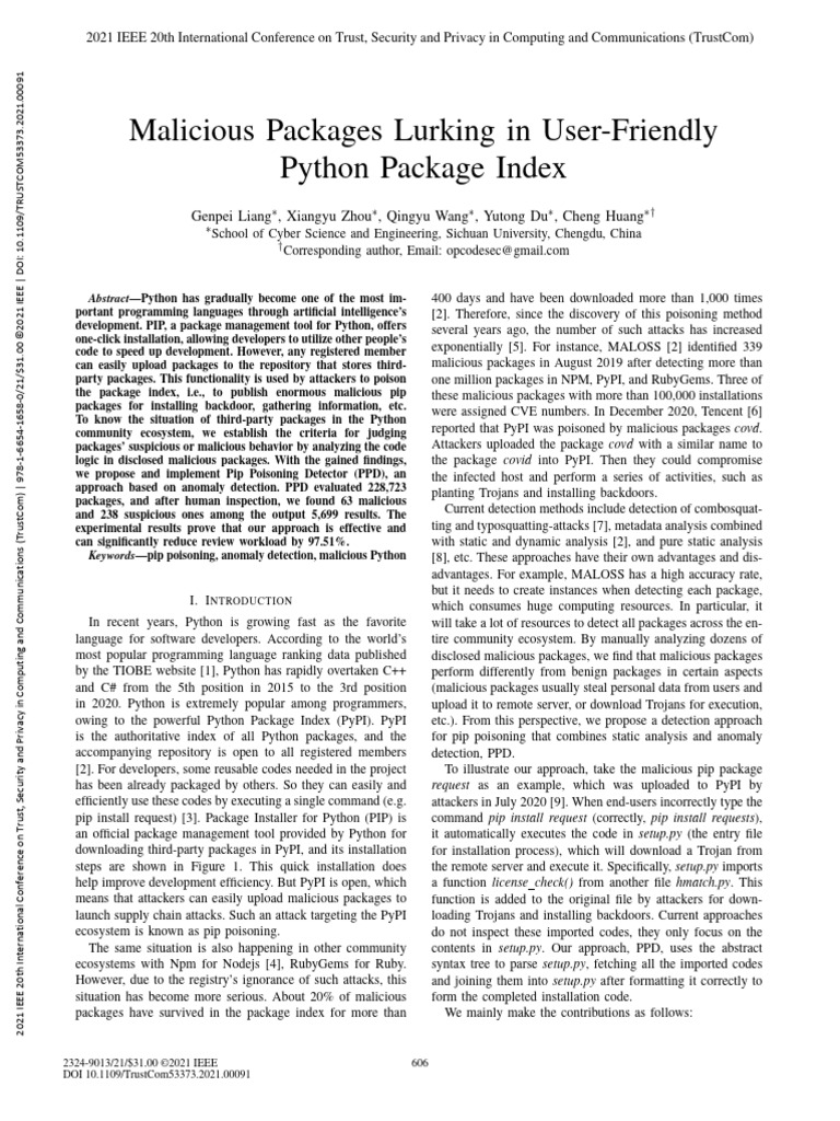 Malicious Packages Lurking in User-Friendly Python Package Index | PDF ...
