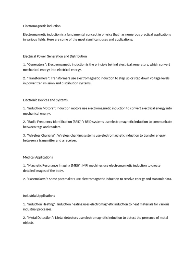 Key Applications of Electromagnetic Induction | PDF