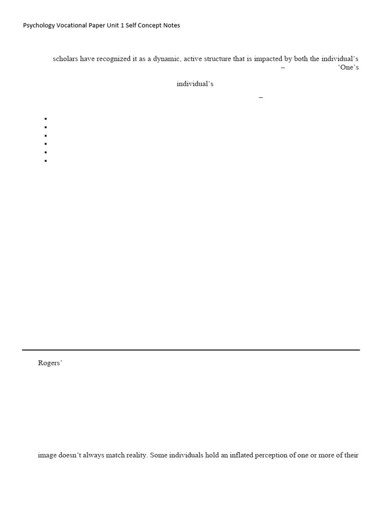 Self Concept and Esteem Vocational Psychology Unit 1 | PDF | Self ...