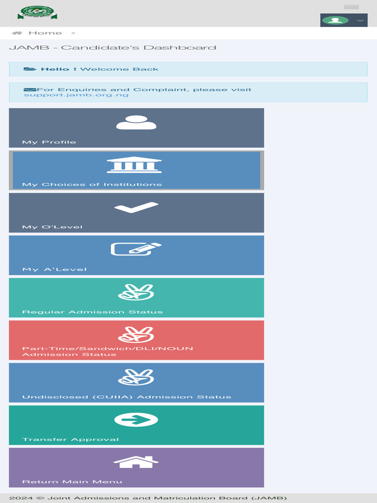 JAMB Candidate Dashboard Overview | PDF