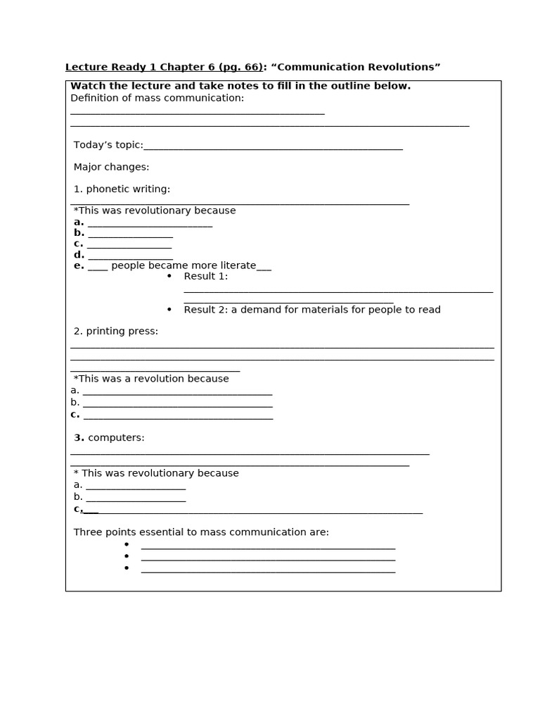 Lecture Ready 1 Chapter 6 | PDF | Communication | Printing Press