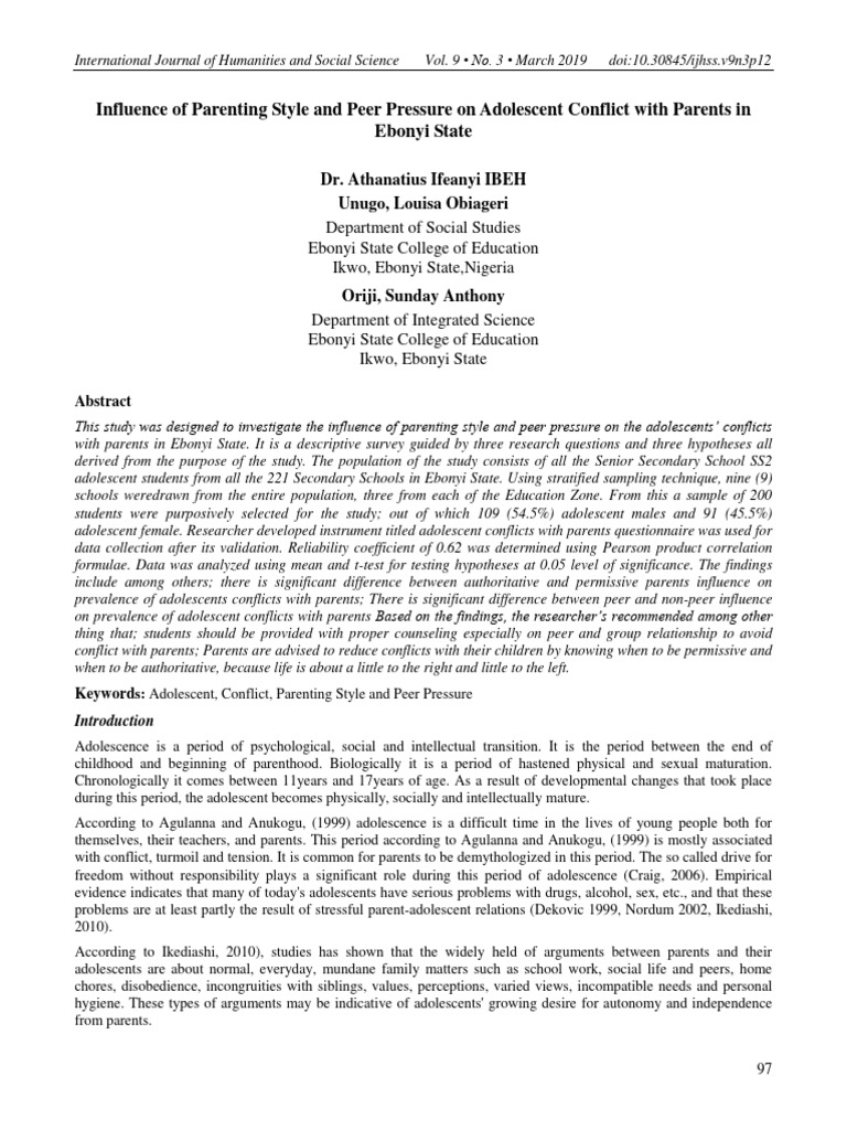 Parenting Styles and Adolescent Conflicts | PDF | Adolescence | Parenting